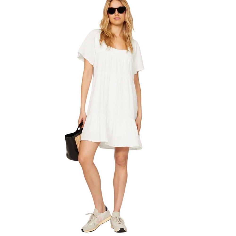 Rails White Short Sleeve Midi Dress